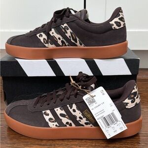 adidas vl court 3 leopard brown sneakers